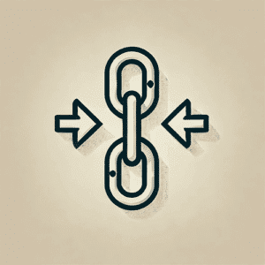 Icône minimaliste représentant des liens hypertextes avec des symboles de chaînes entrelacées, symbolisant la navigation sécurisée et les connexions entre pages web